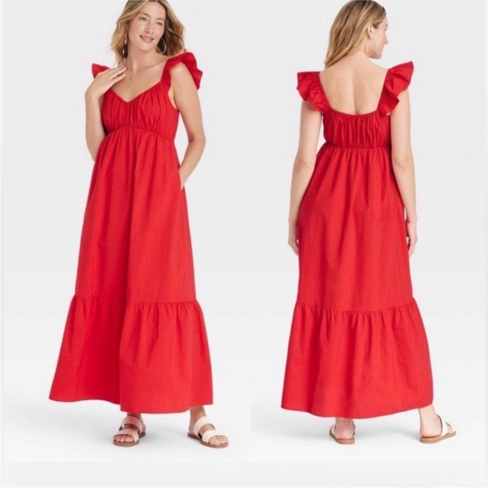 🆕 Universal Thread Flutter Cap Sleeve Maxi A-Line Dress - S - Picture 1 of 3